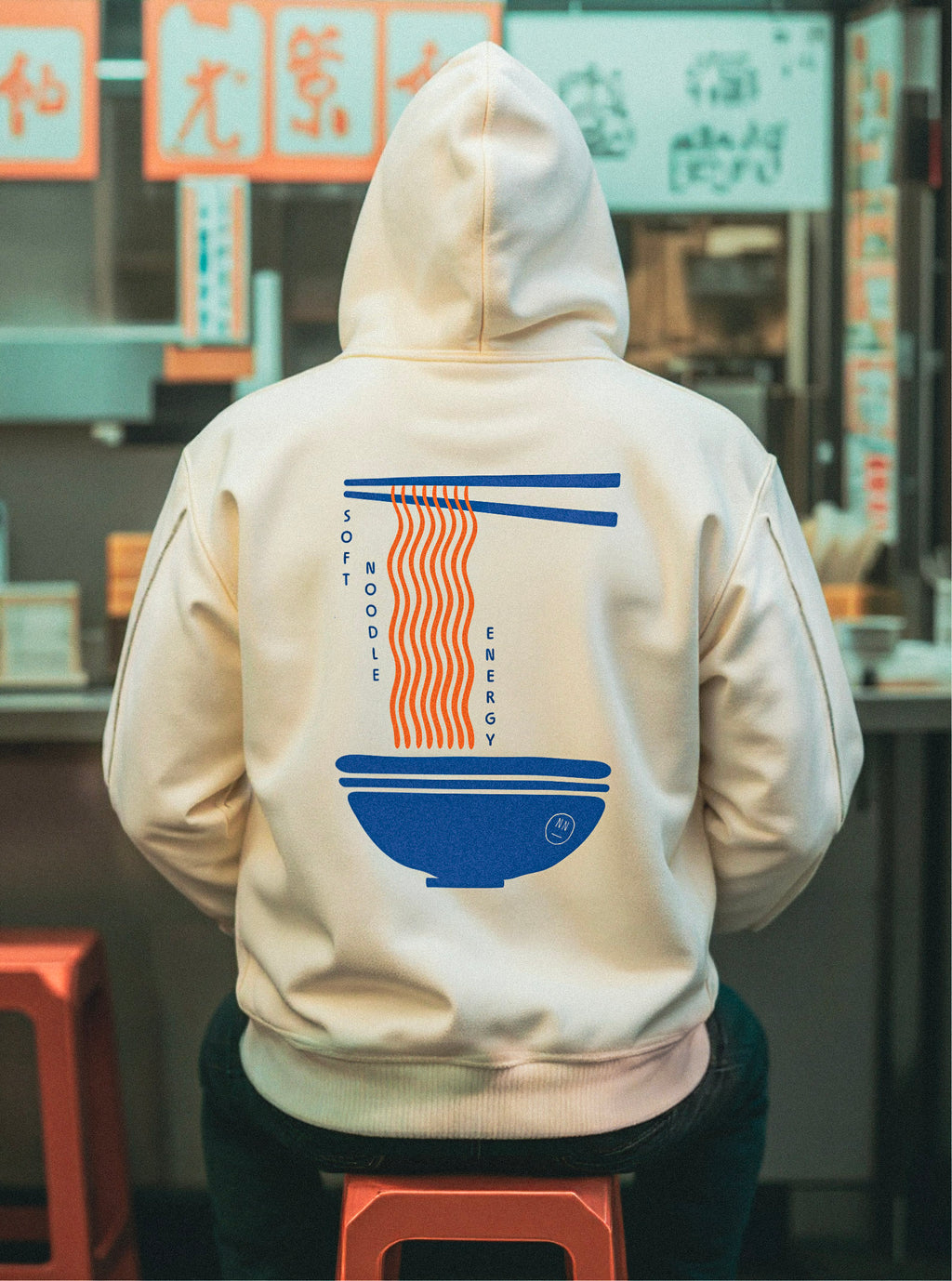 Soft Noodle Energy Tape Raw Edge Double Layered Hoodie