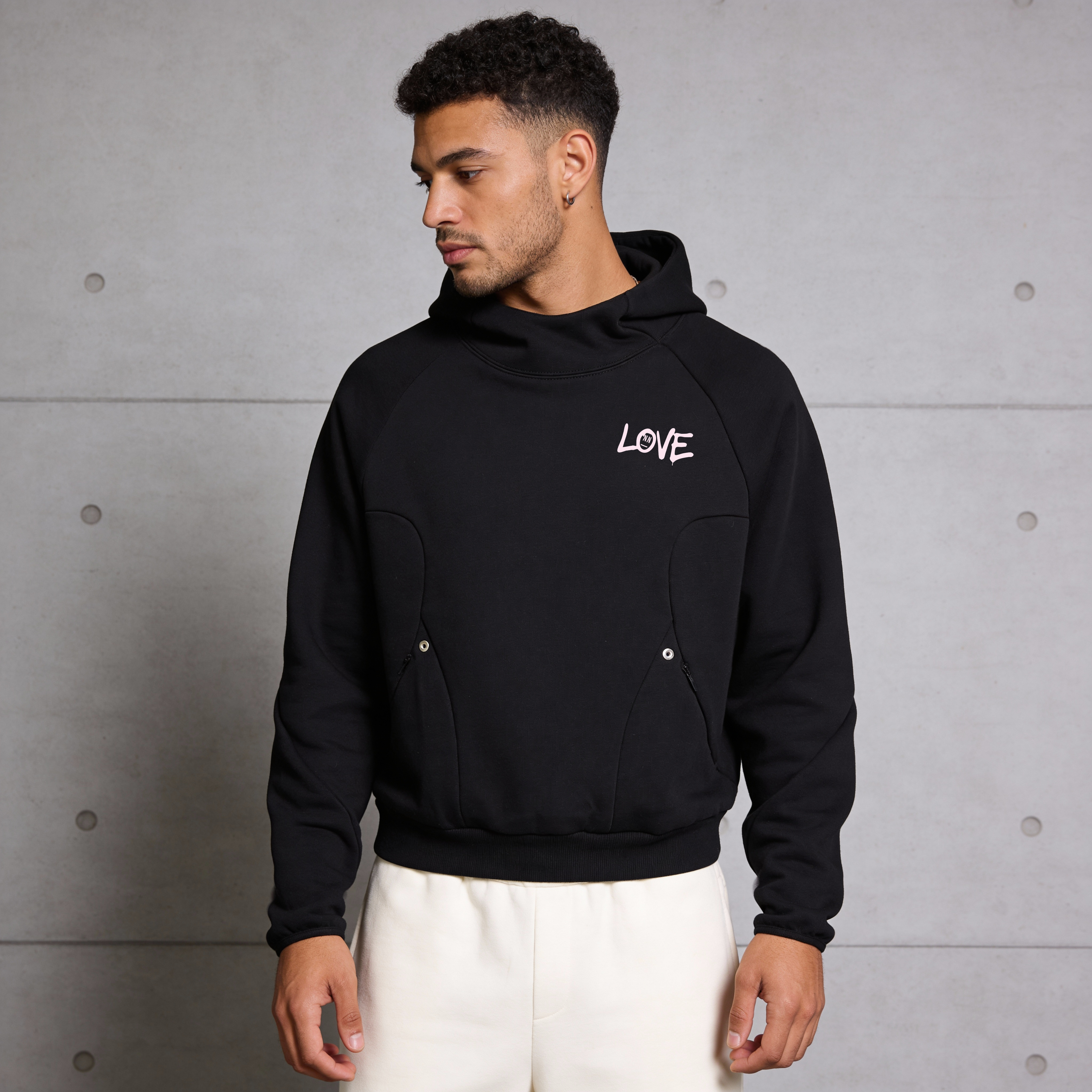 XOXO Curved Panel Raglan Hoodie - Oversized Streetwear Hoodie