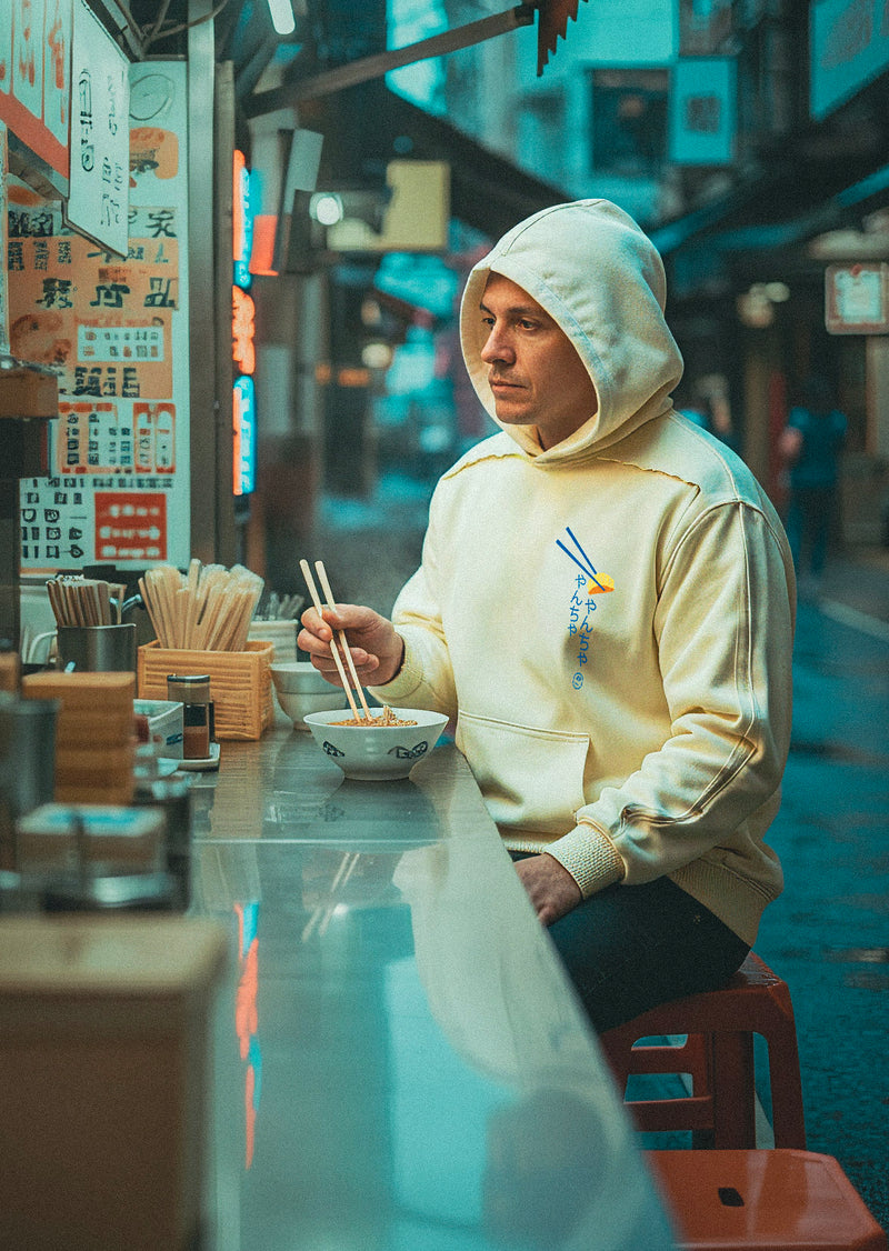 Soft Noodle Energy Tape Raw Edge Double Layered Hoodie