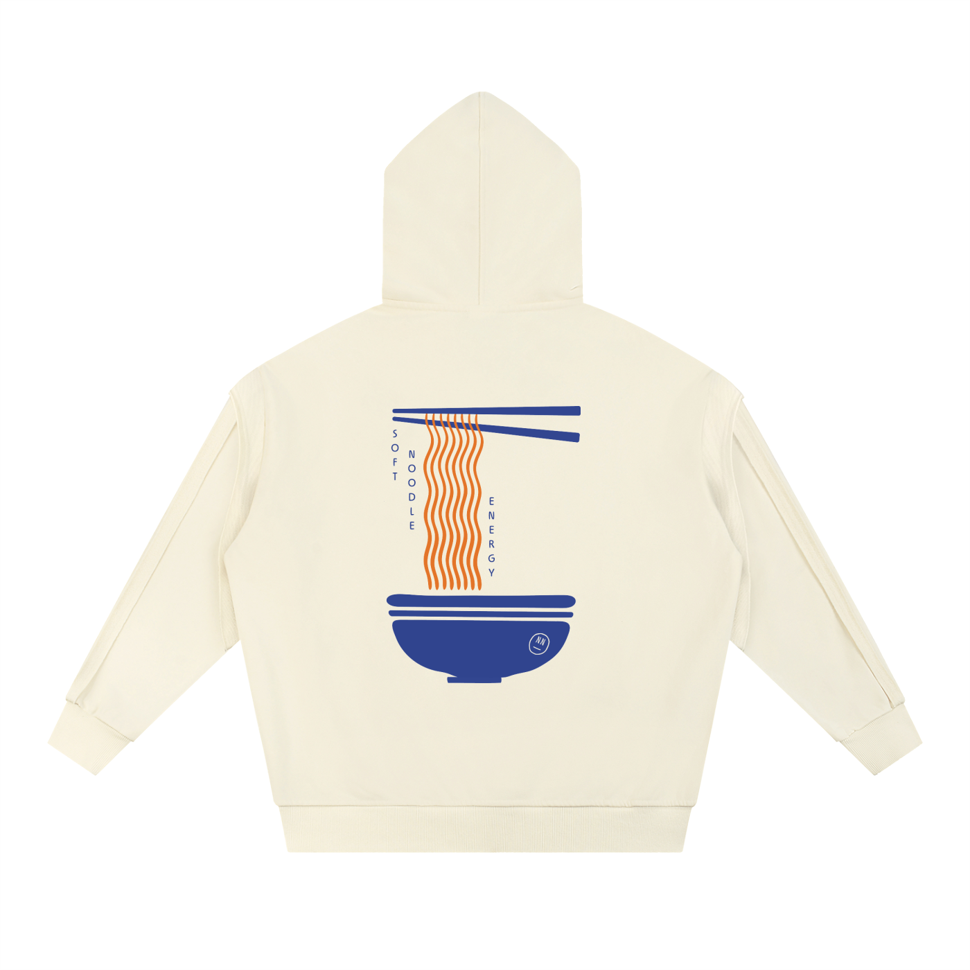 Soft Noodle Energy Tape Raw Edge Double Layered Hoodie