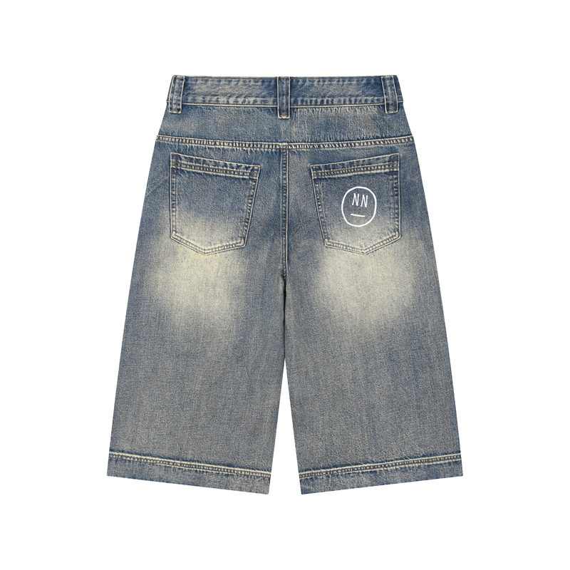 Vintage Wash Baggy Denim Shorts