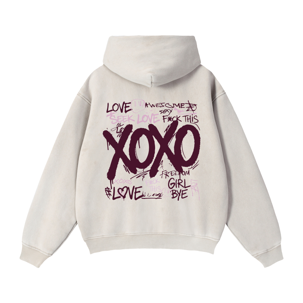 XOXO Zip-Through Boxy Fleece Hoodie