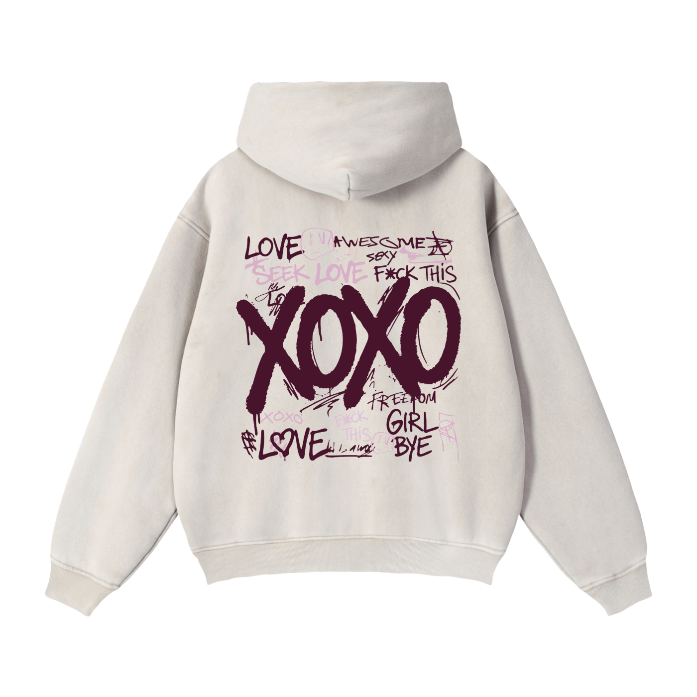 XOXO Zip-Through Boxy Fleece Hoodie