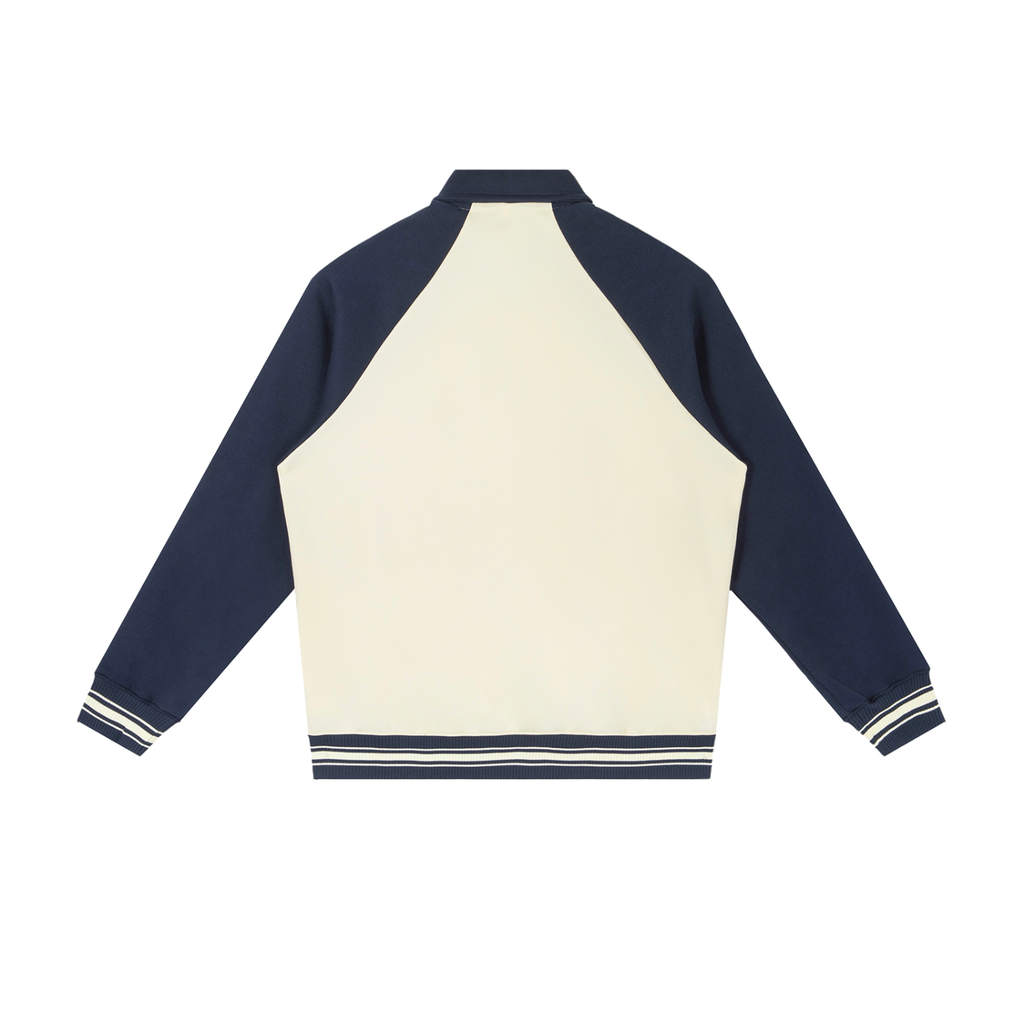 Contrast Raglan Sleeve Baseball Jacket