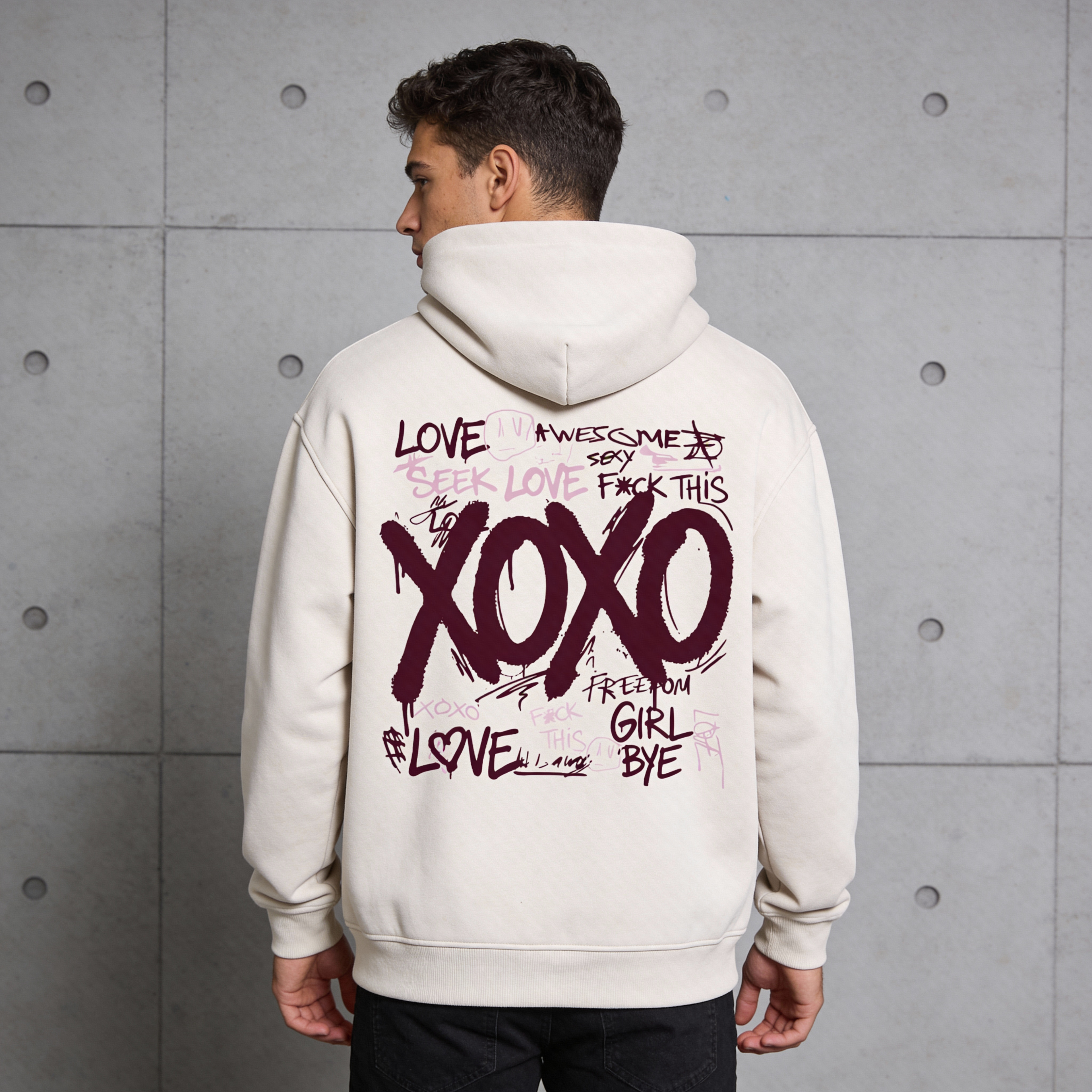 XOXO Zip-Through Boxy Fleece Hoodie
