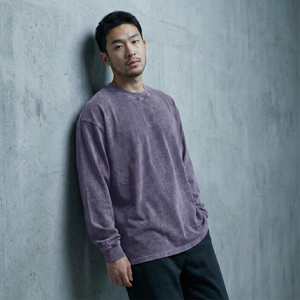 Acid Wash Oversize Long Sleeve T-Shirt