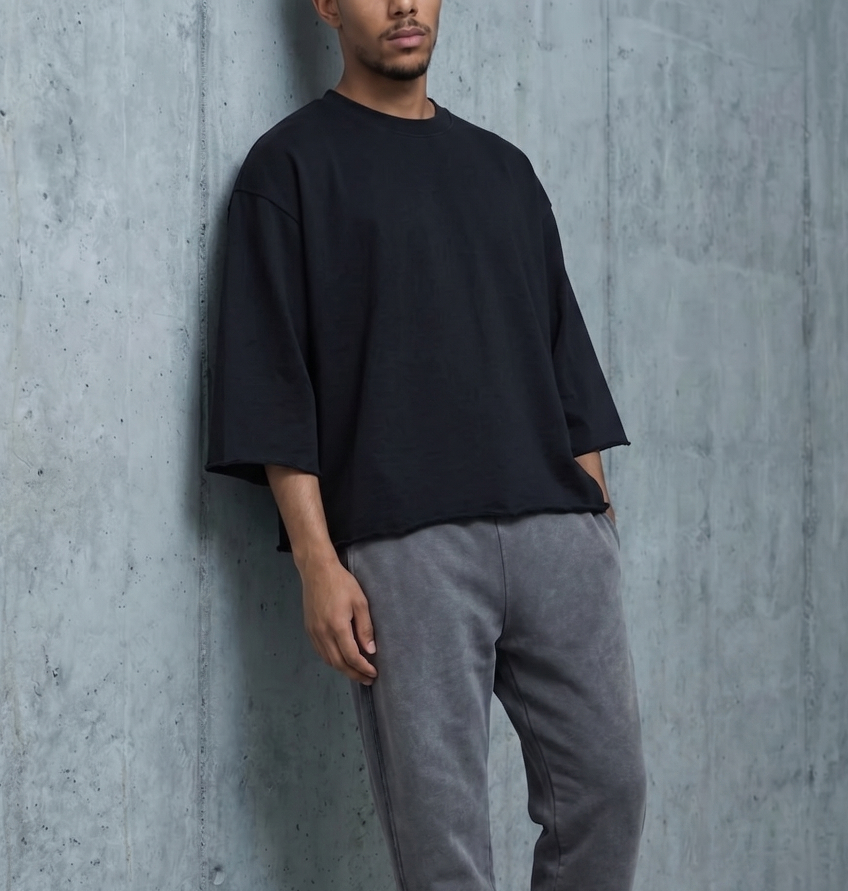 Mineral Wash Raw Hem Boxy T-Shirt