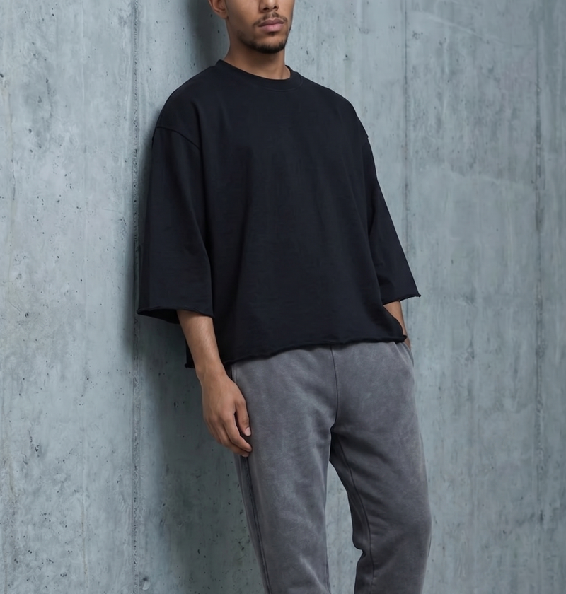 Mineral Wash Raw Hem Boxy T-Shirt