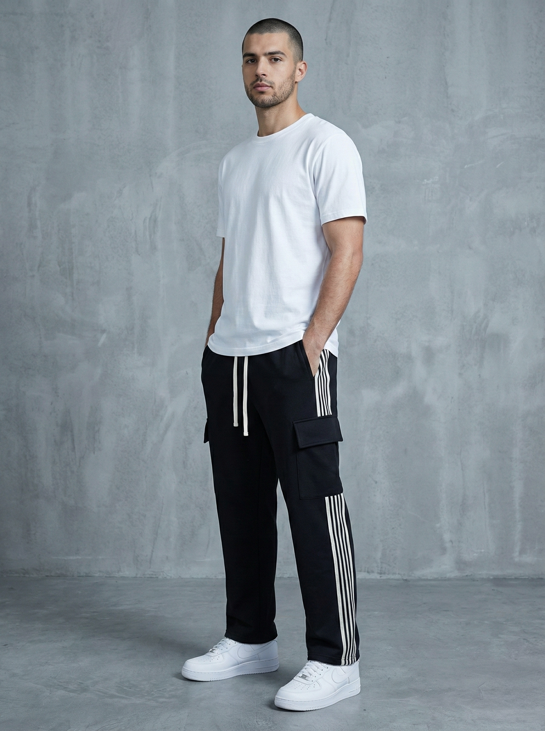 Side Stripe Straight-Leg Pants