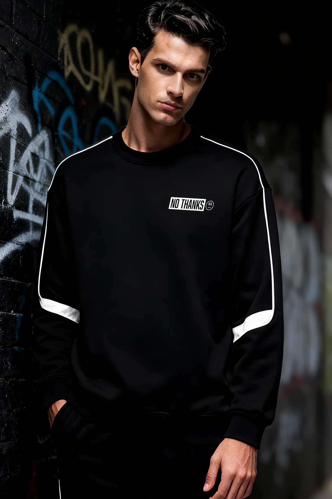 No Thanks Oversized Taped Sweatshirt