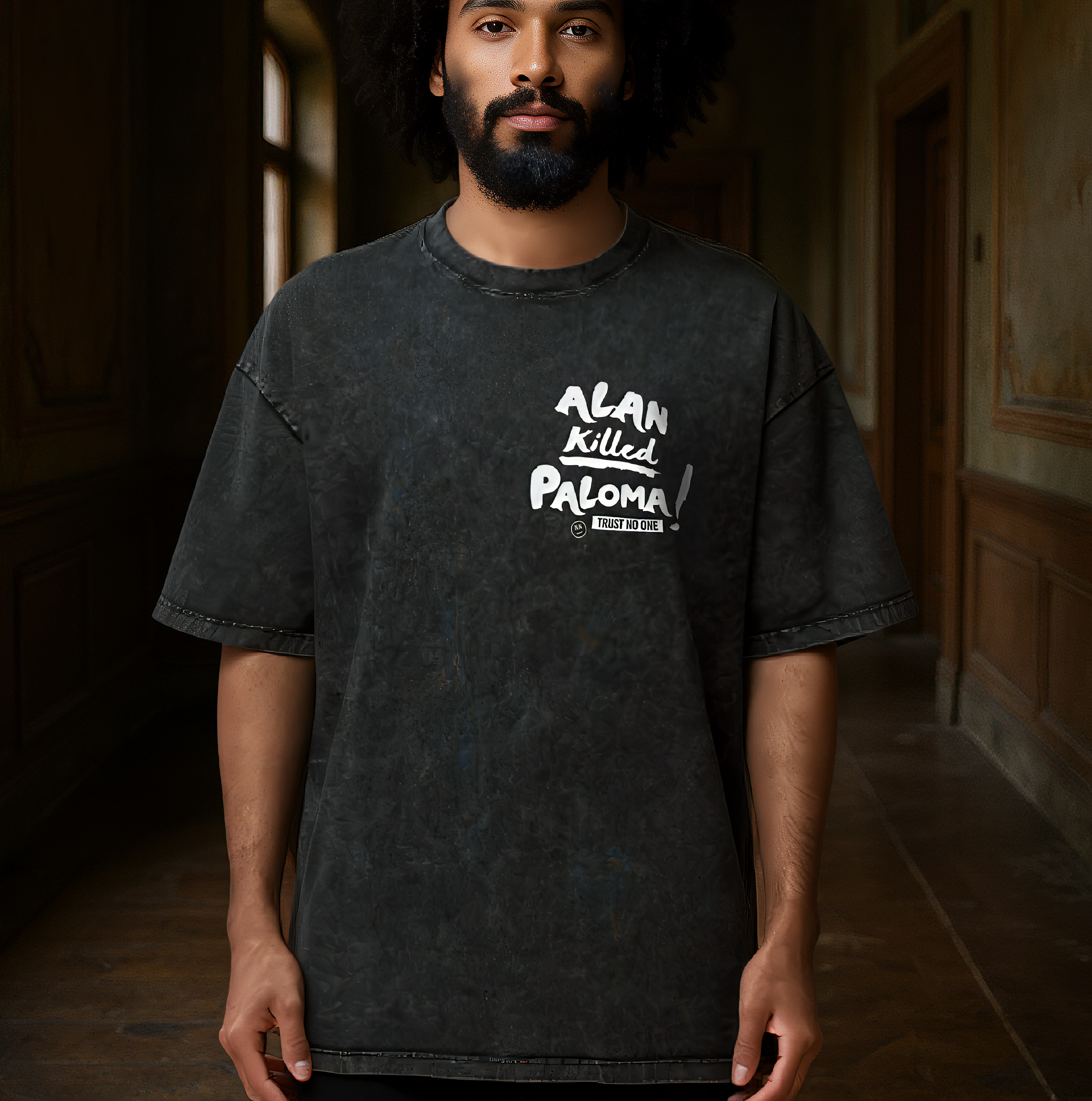 “Alan Killed Paloma!” Snow Washed Oversized Tee