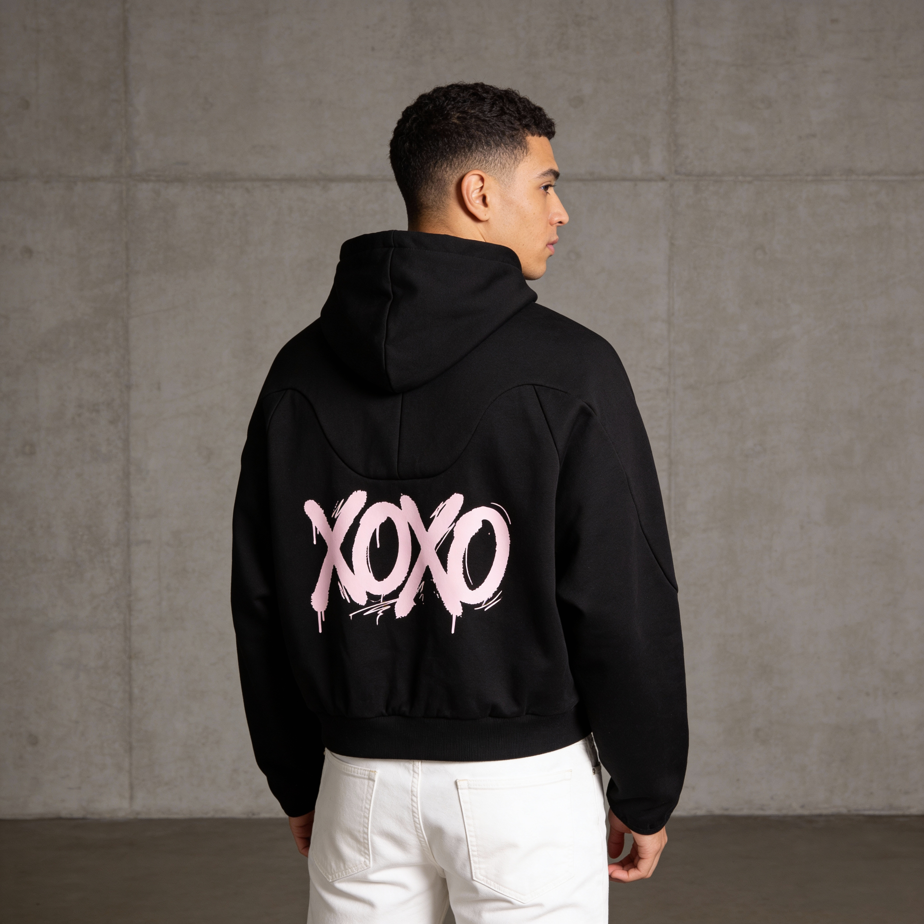 XOXO Curved Panel Raglan Hoodie - Oversized Streetwear Hoodie