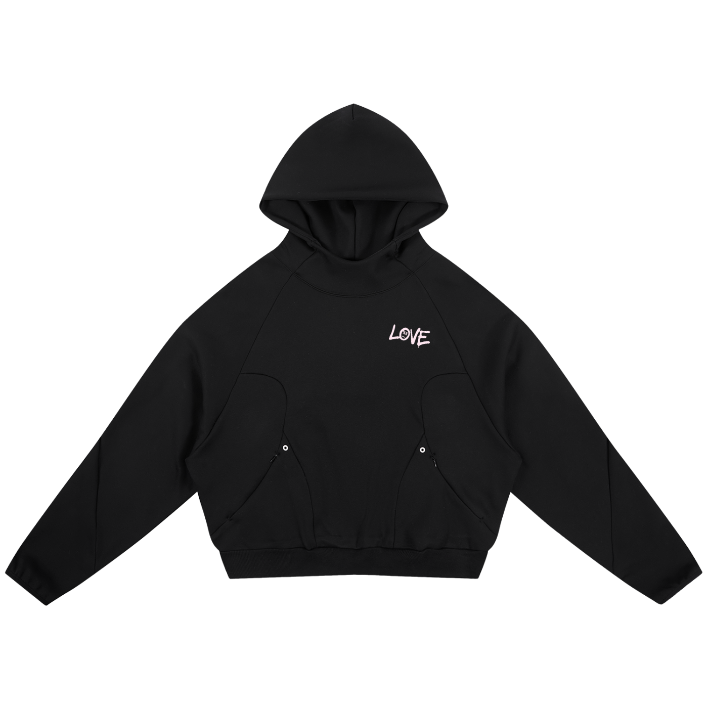 XOXO Curved Panel Raglan Hoodie - Oversized Streetwear Hoodie