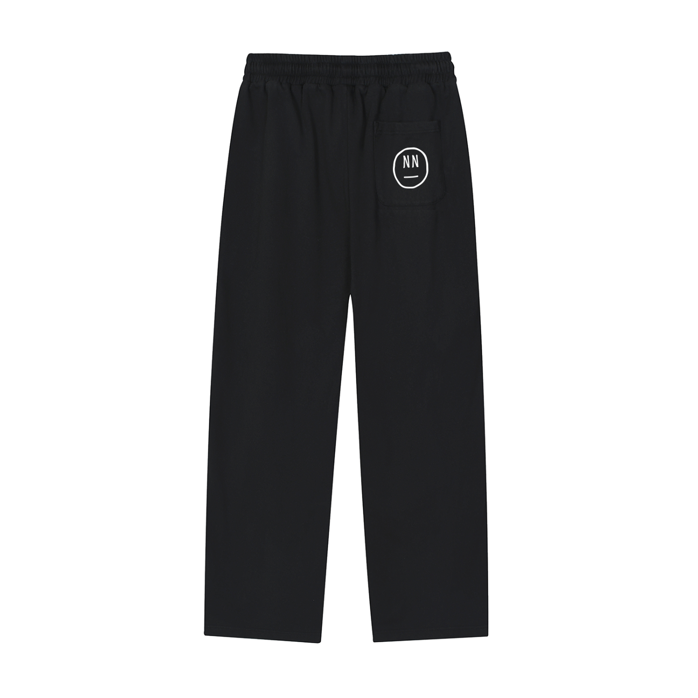 Black pants with a logo on a white background