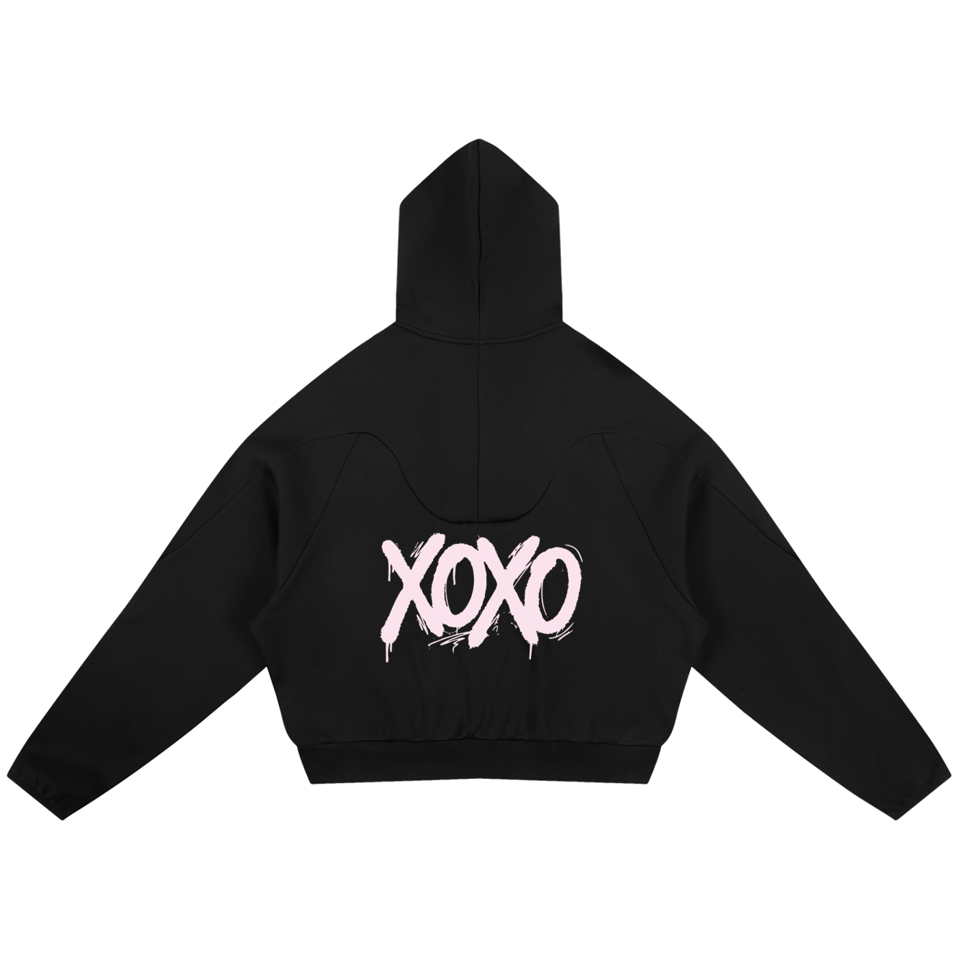 XOXO Curved Panel Raglan Hoodie - Oversized Streetwear Hoodie