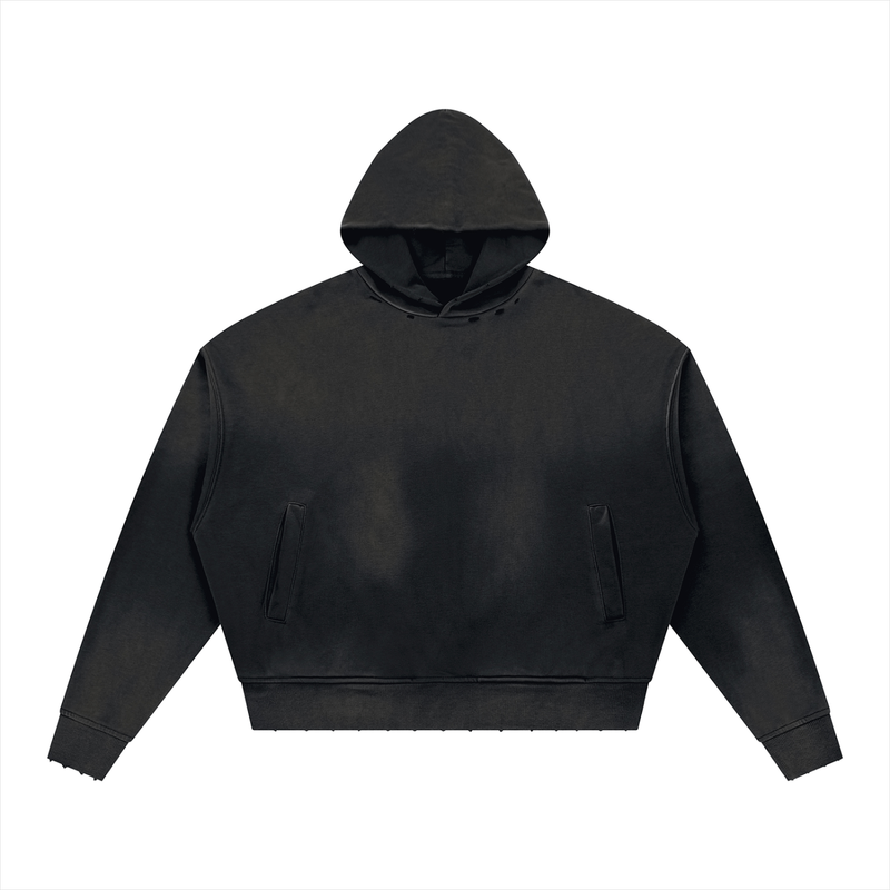 Unisex Sunfade Distressed Boxy Hoodie